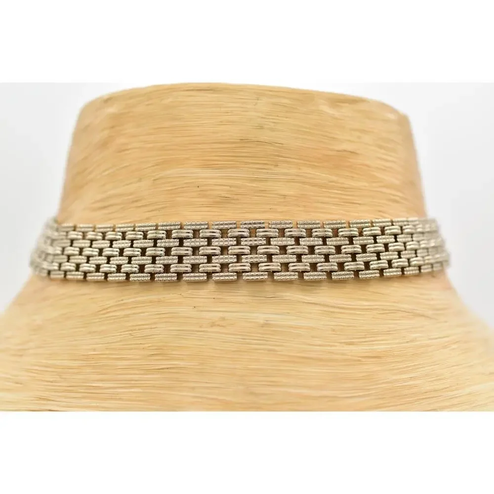 Vintage Statement Choker Necklace Silver Tone Chain Linked Chunky 1970s BinBJ